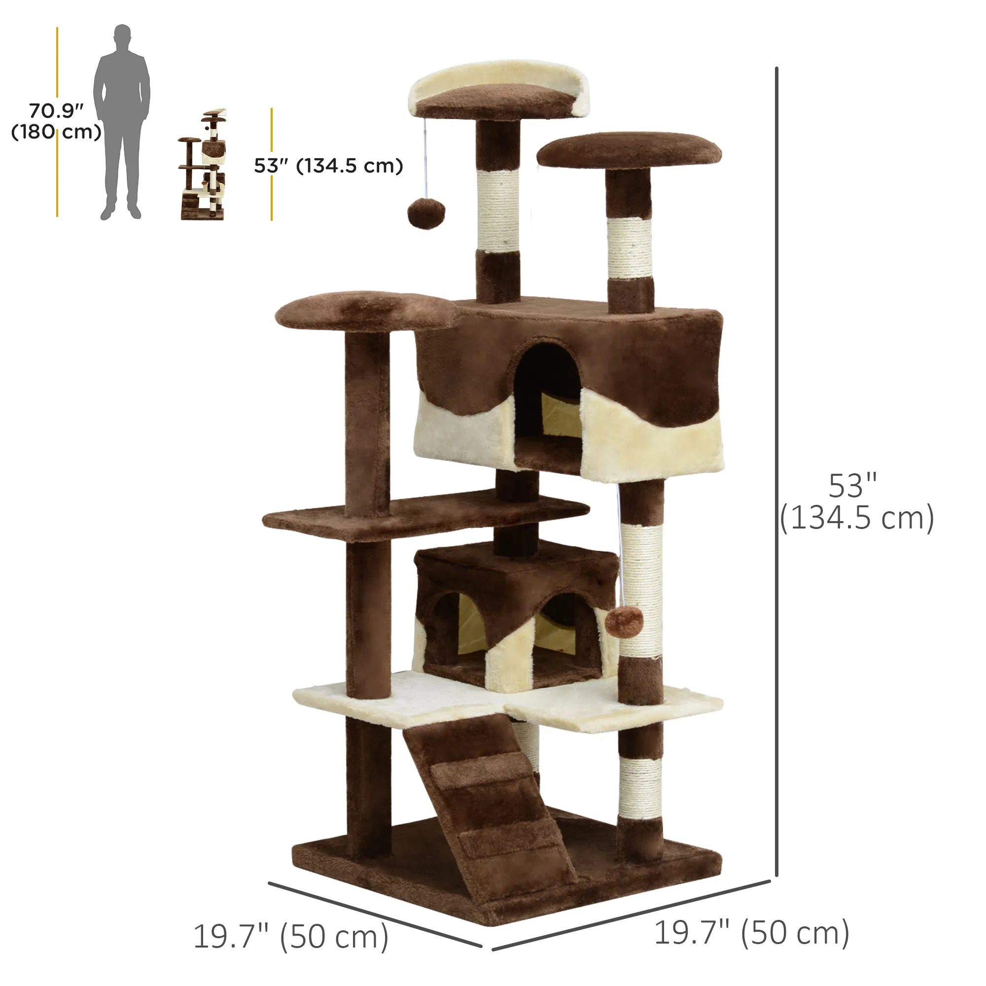 53" Cat Tree Scratching Large Kitten Play House Multi-Level Activity Center Pet Furniture - Image 2