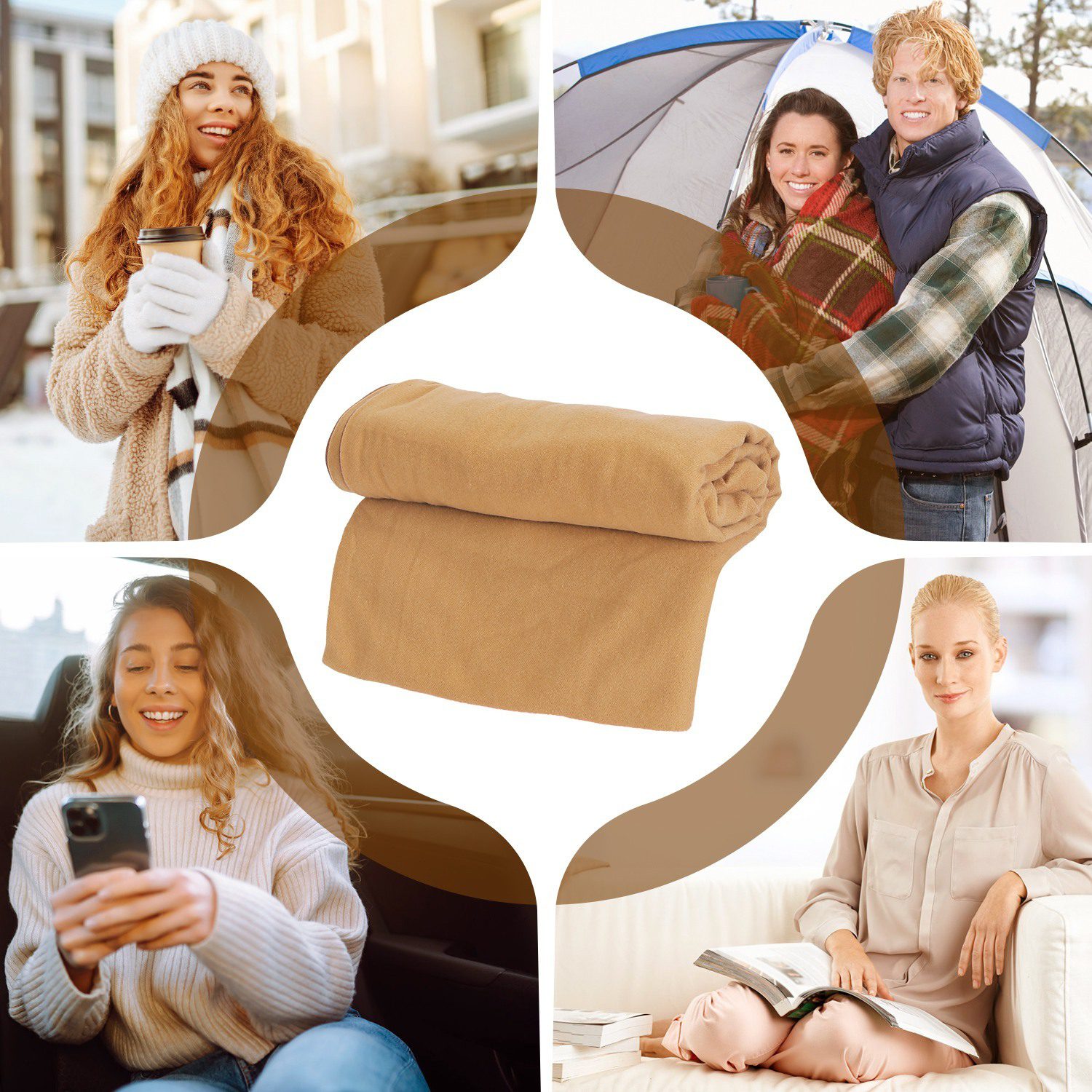 1Pc 79x24In USB Heated Shawl With Teasel Wearable Heating Blanket Electric Throw Wrap Indoor Outdoor With Zipper 3 Heating Levels Machine Washable For Outdoor Home Office - Image 3