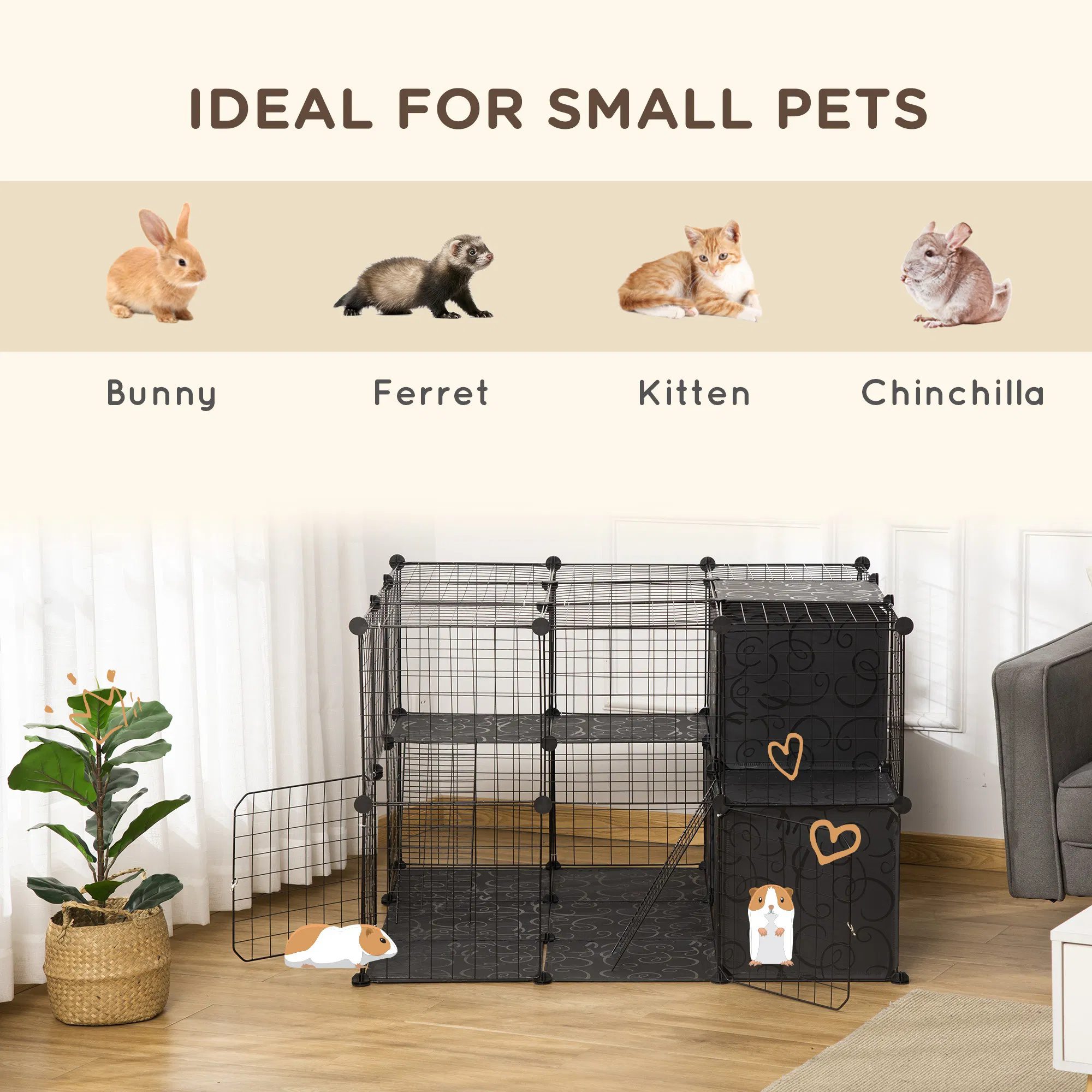 56 Panels Pet Playpen Small Animal Cage for Rabbit - Image 5