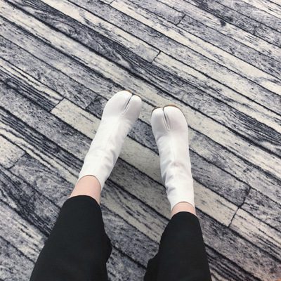 Split Toe Boots Women's Horseshoe High Heel Ankle Boots Pig Mid-leg Boots - Image 4
