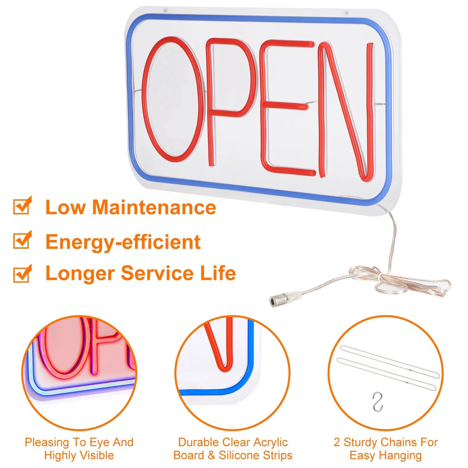 LED Open Sign 16.5x9.1in Business Neon Open Sign Advertisement Board with 11 Levels Adjustable Brightness - Image 10