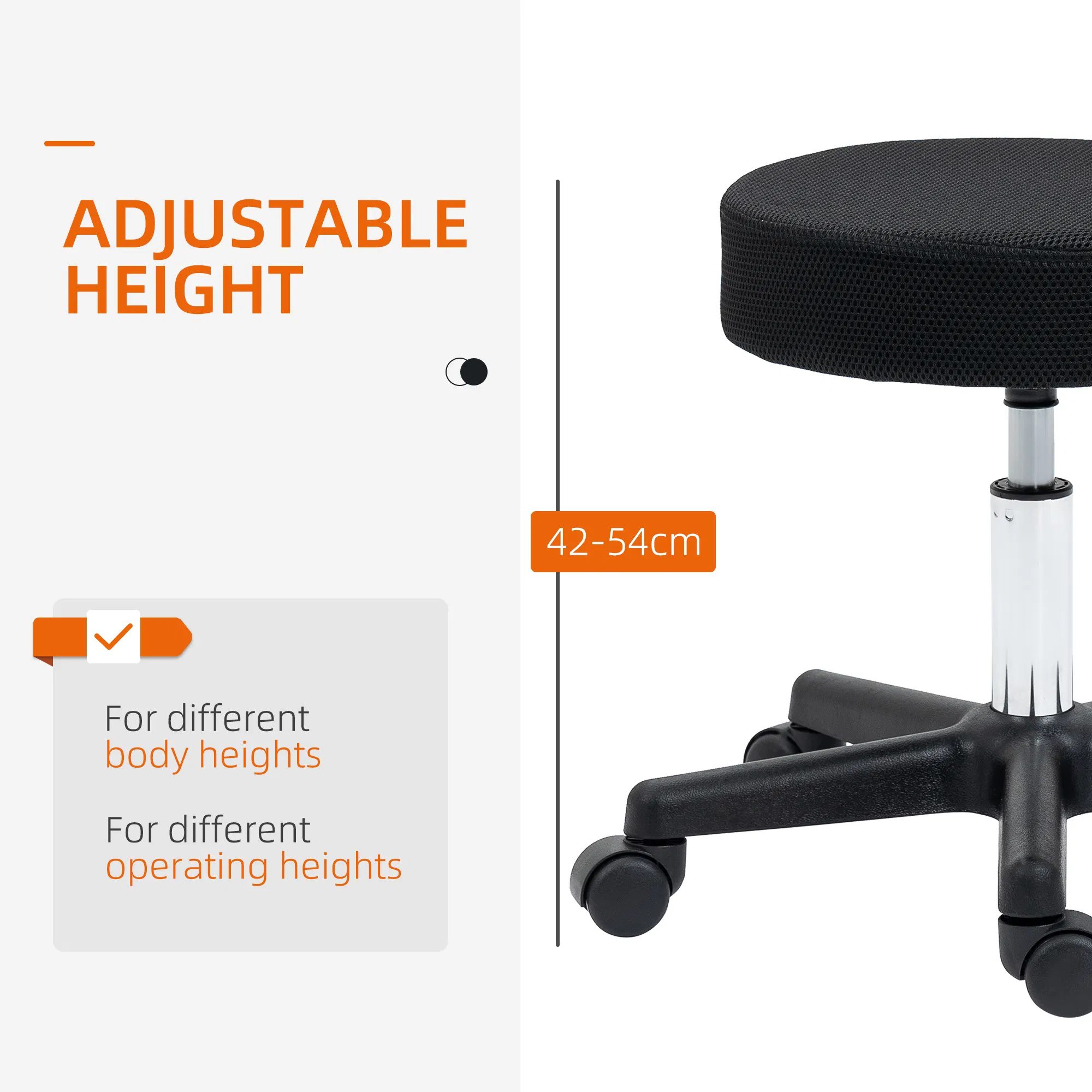 Salon Spa Stool Adjustable Height Rolling Chair Multi Color Comfort Double Nets Cloth Sponge - Image 3