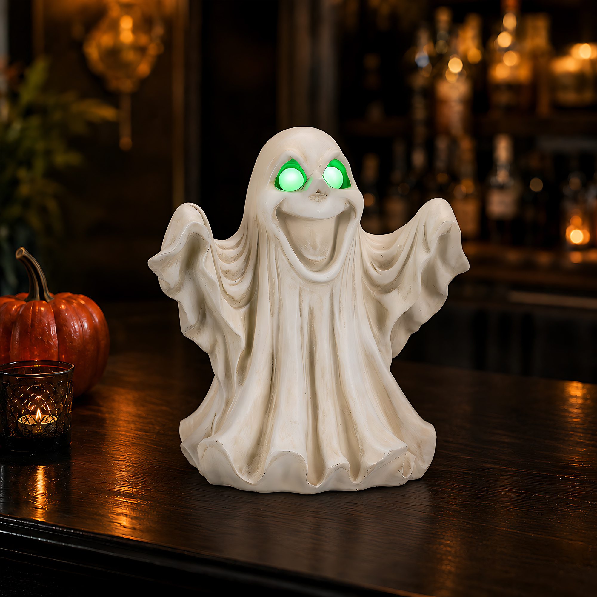 Halloween Ghost Figurine - LED Light Up with Glowing Eyes - Image 2