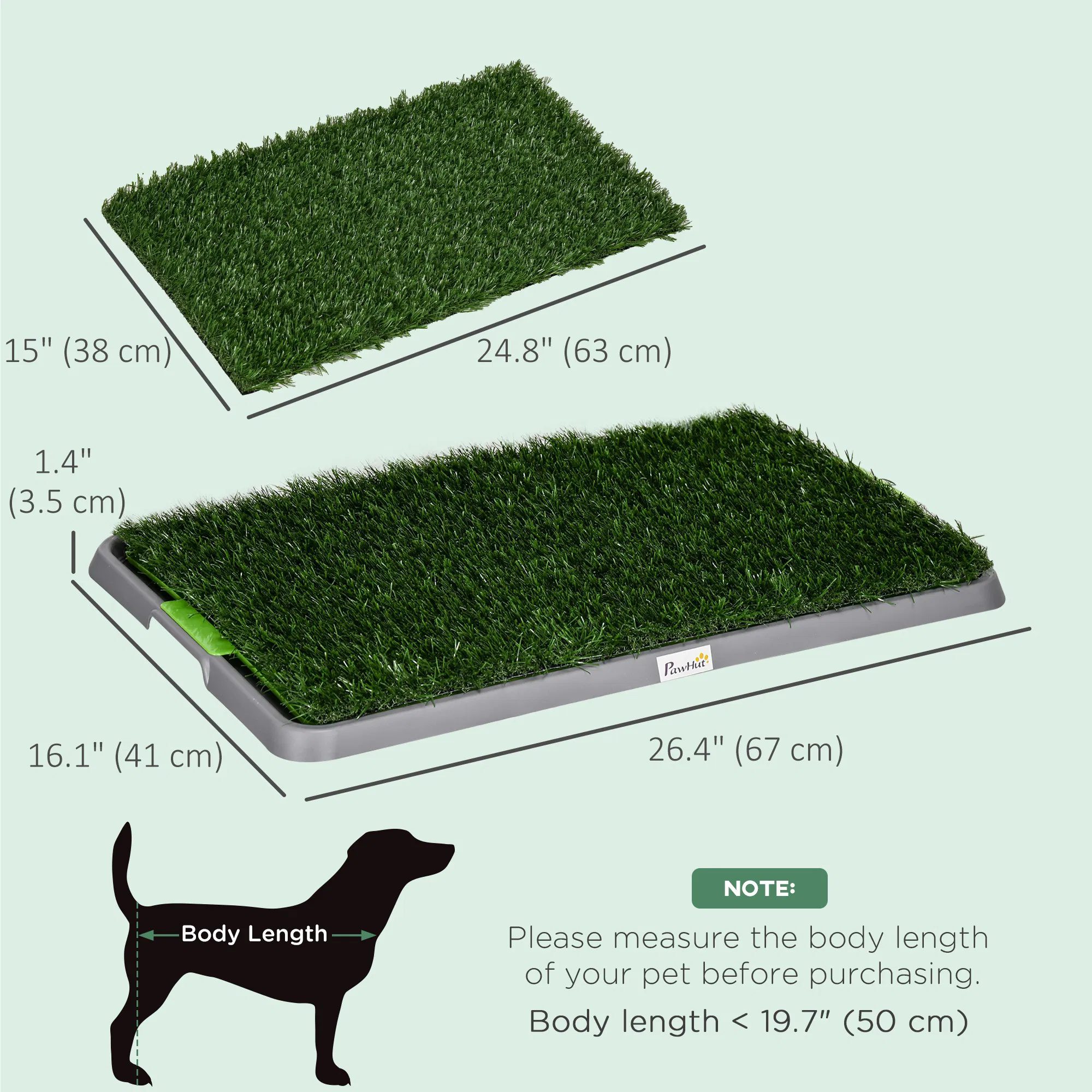 Artificial Grass Pee Pad for Dogs Potty Training, 26" x 16", 2 Packs, Green - Image 2