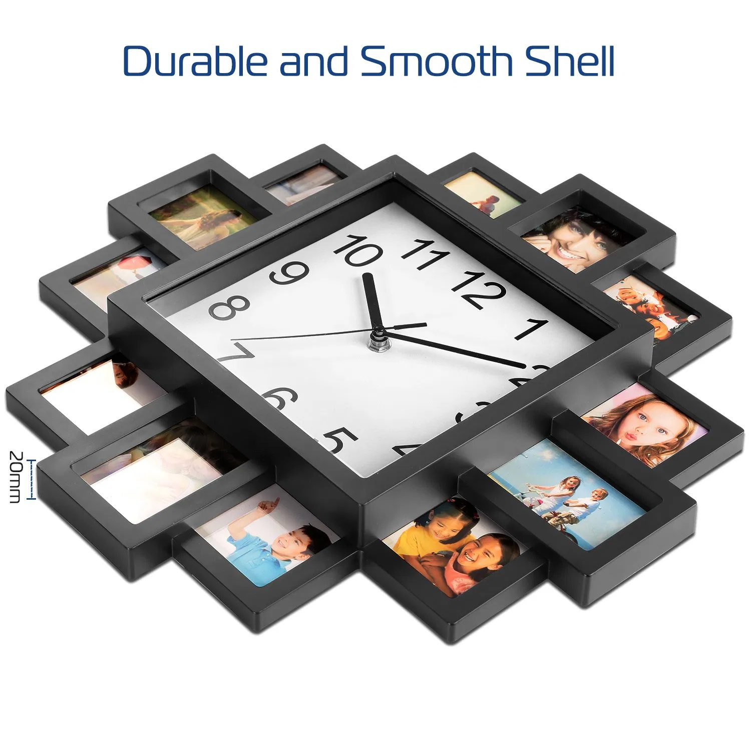 Photo Frame Clock Picture Collage 12-Picture Display Wall Clock Photowall Wall Hanging Home Decor - Image 5
