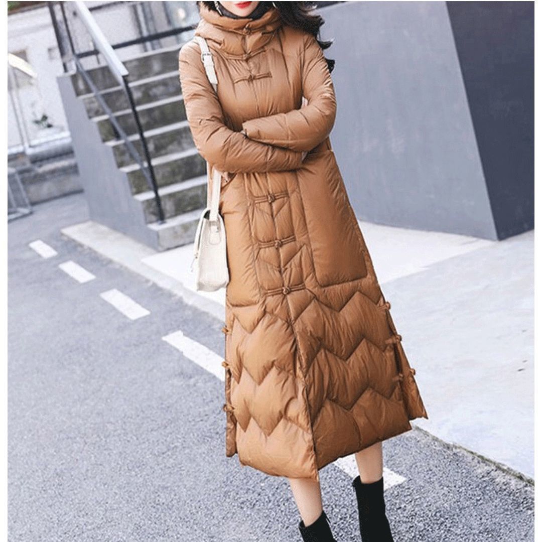 Knee-length Chinese-style Retro Frog-button Coat - Image 8