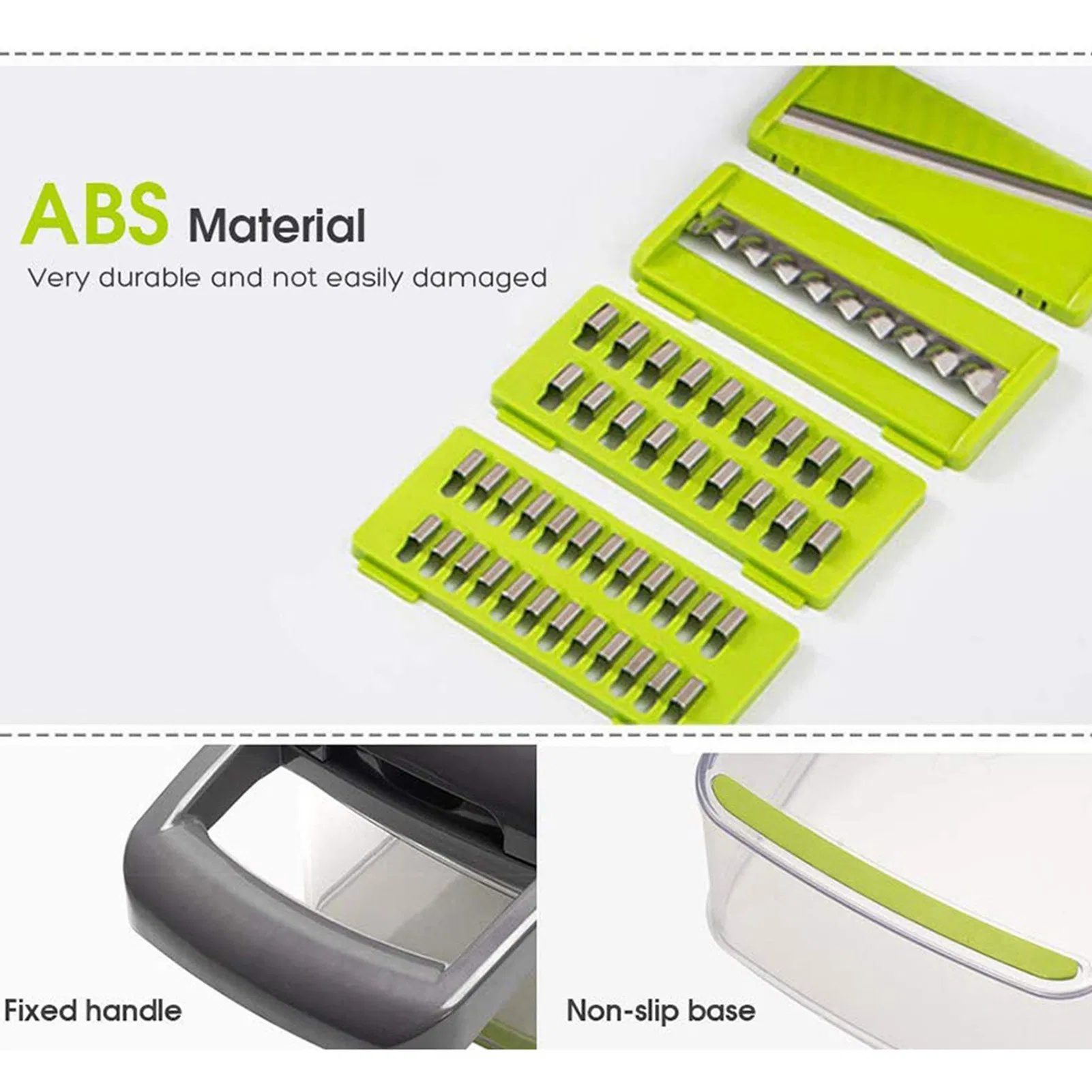 Vegetable Chopper Dicer with Container | Cheese Grater Mandoline Slicer Cabbage Shredder French Fry Cutter Stainless Steel for Veggie Onion Potato Fruit Food, Manual Hand Cooking Gadget for Kitchen - Image 3