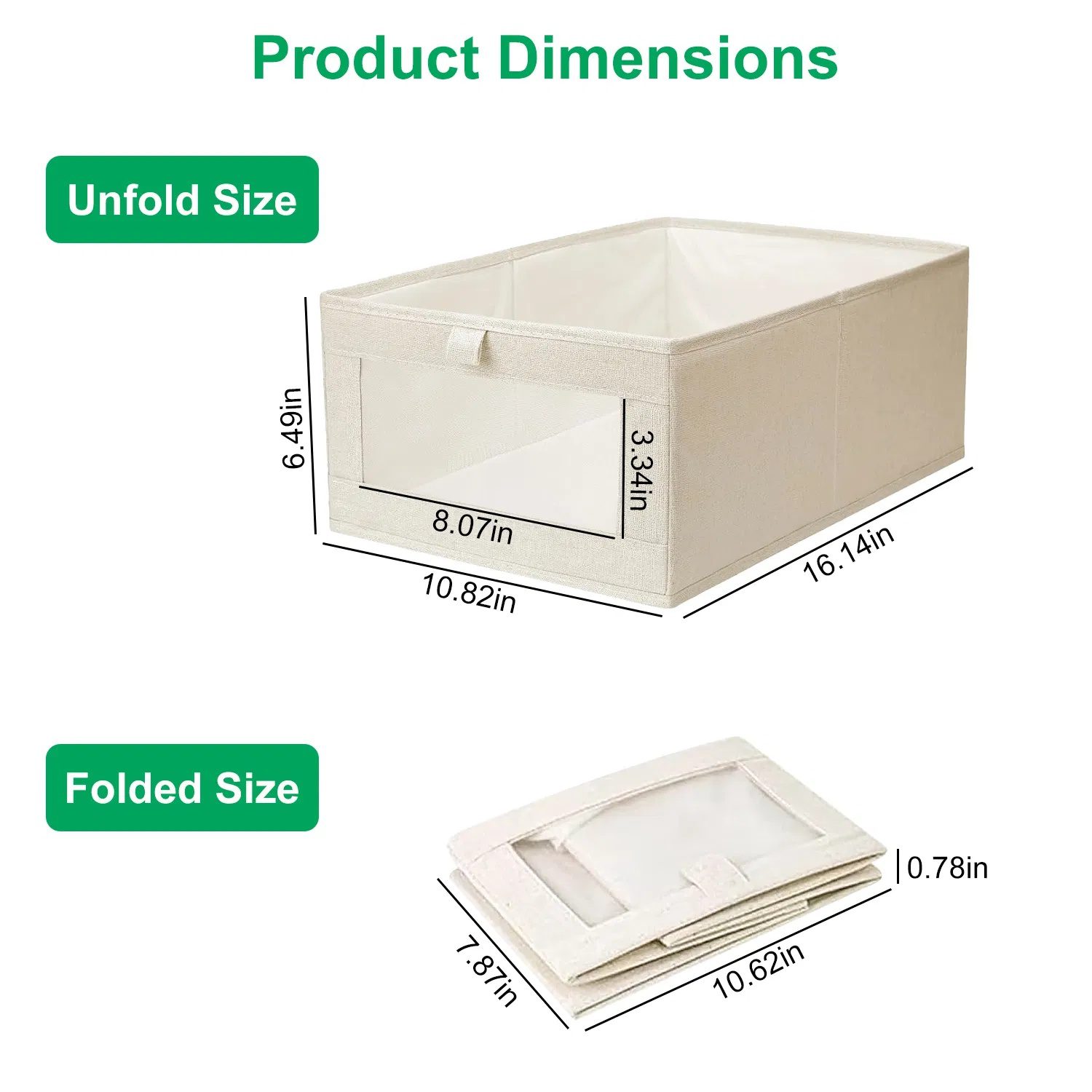4Pcs Foldable Closet Storage Bins with Clear Window, Washable Linen Fabric Storage Baskets for Clothes Organization - Image 4