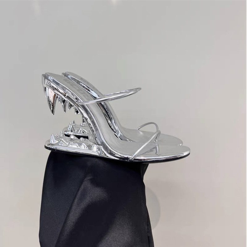 Metal High Heeled Fangs Sandals - Image 5