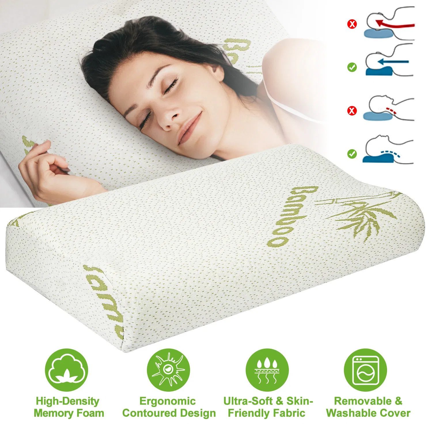 Cervical Neck Pillow - Contour Neck Pillows for Neck Pain Relief, Ergonomic Side Sleeper Pillow for Sleeping - Image 2