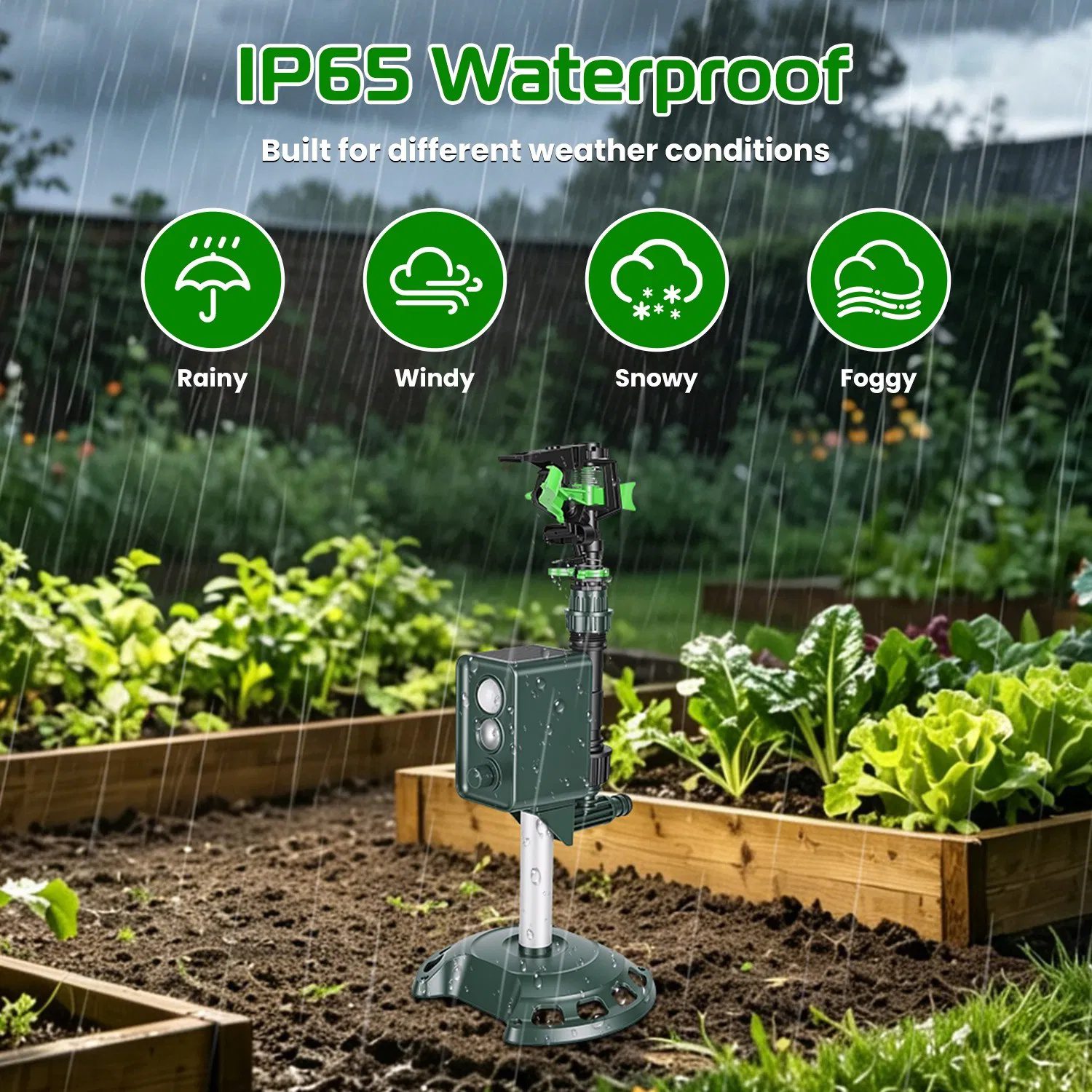 Solar Powered Motion Sensor Animal Repellent Sprinkler with Flashing Light Outdoor Animal Deterrent for Cats Dogs Squirrels Birds Raccons Deer And More - Image 3