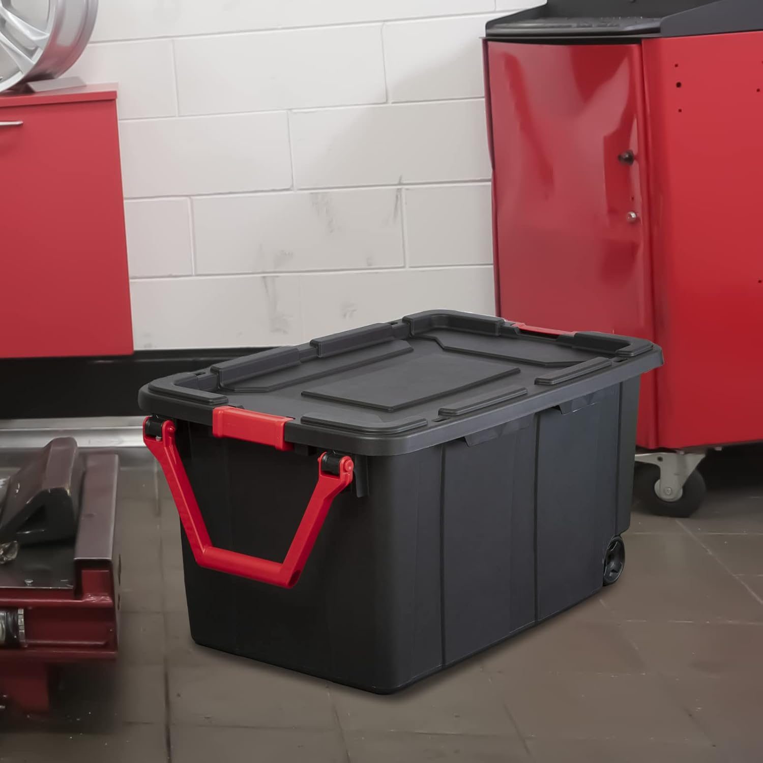 40 Gallon Durable Plastic Storage Tote With Latching Lid And Pull Handle, Black, 2 Pack Shipment From Walmart - Image 3