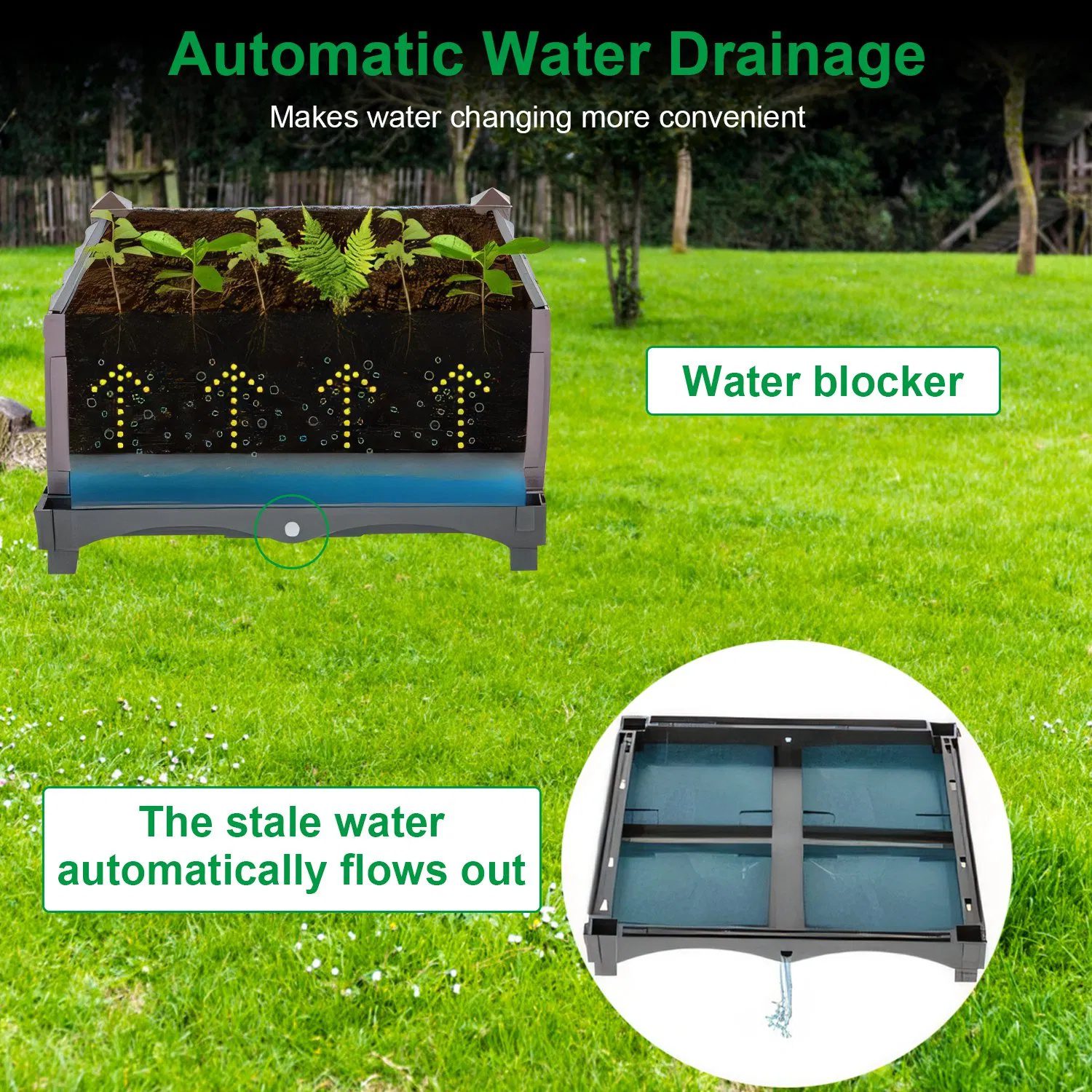 Raised Garden Bed Plant Growth Box with Self-watering System for Garden Patio Balcony Elevated Planter Box for Flowers Vegetables Herbs - Image 4