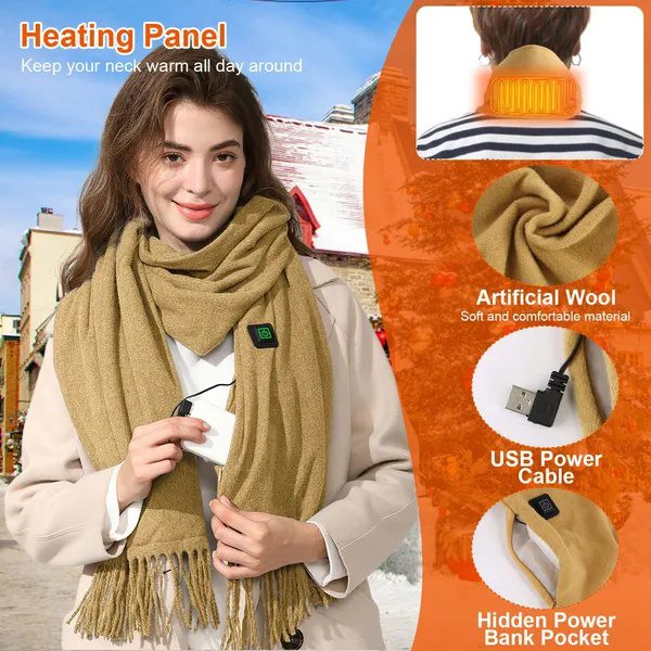 Electric Heated Winter Scarf USB Heating Neck Wrap Unisex Heated - Image 5