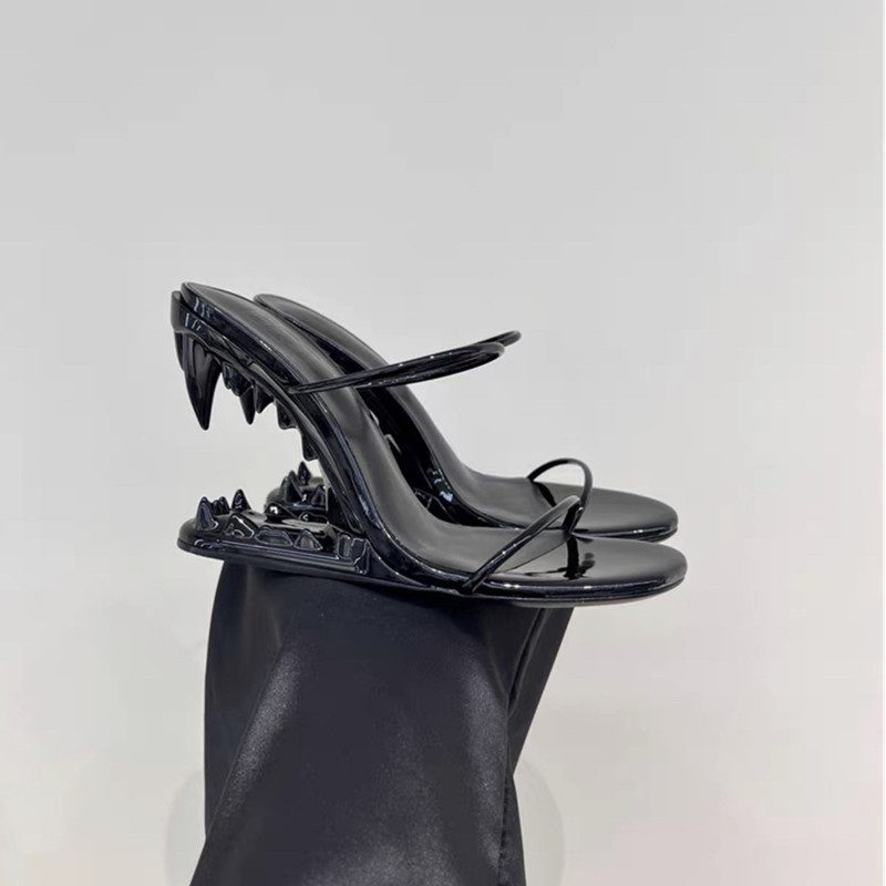 Metal High Heeled Fangs Sandals - Image 2