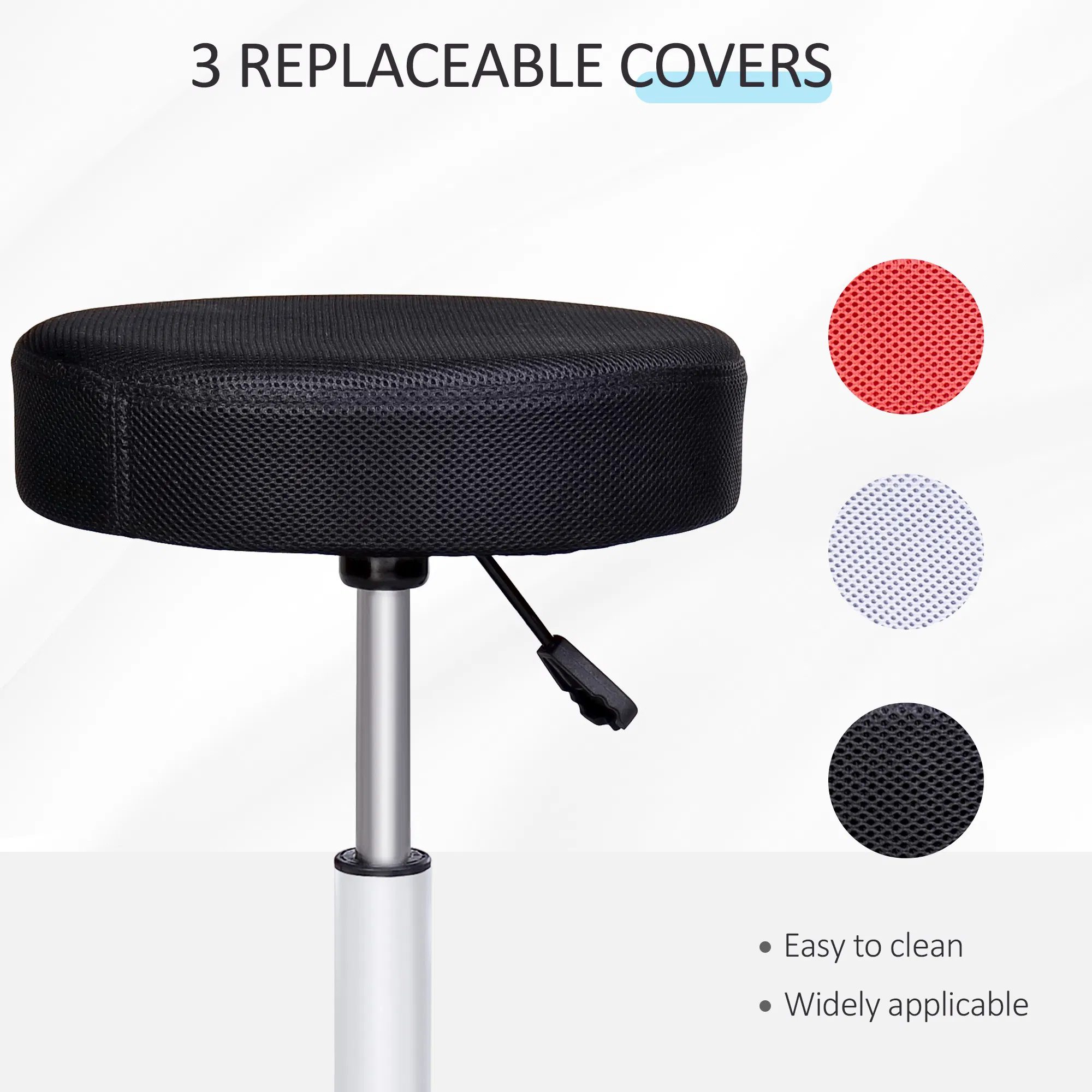 Salon Spa Stool Adjustable Height Rolling Chair Multi Color Comfort Double Nets Cloth Sponge - Image 5