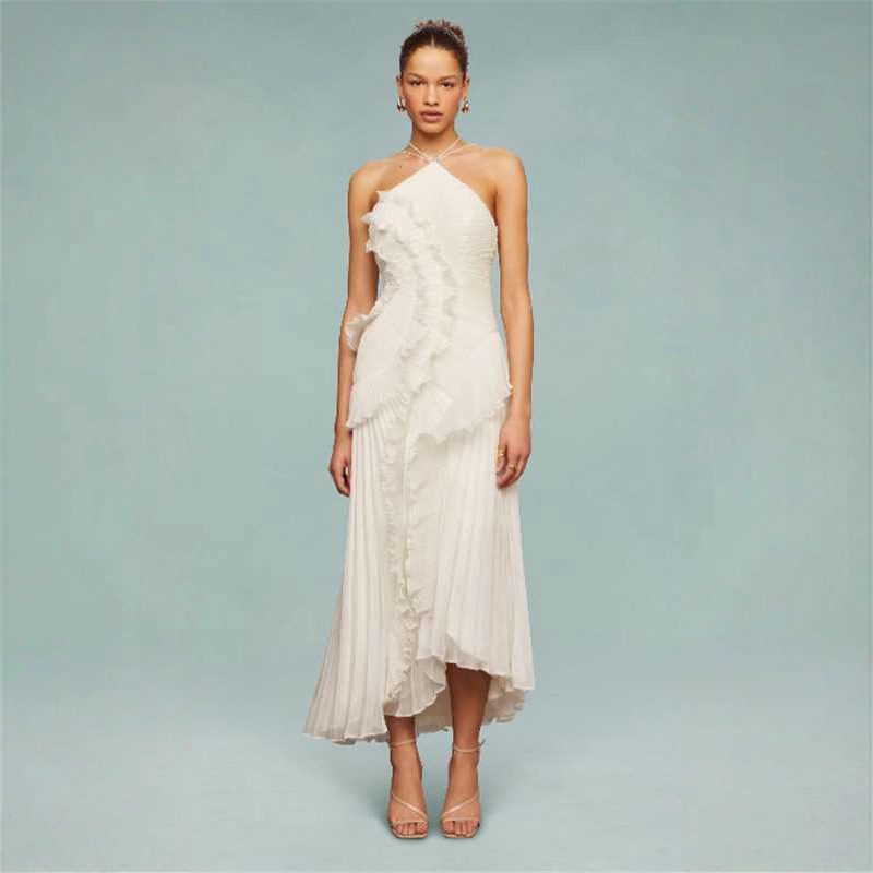 Womens New Fashion Strapless Sexy Backless Slit Tassel Elegant Dress - Image 2