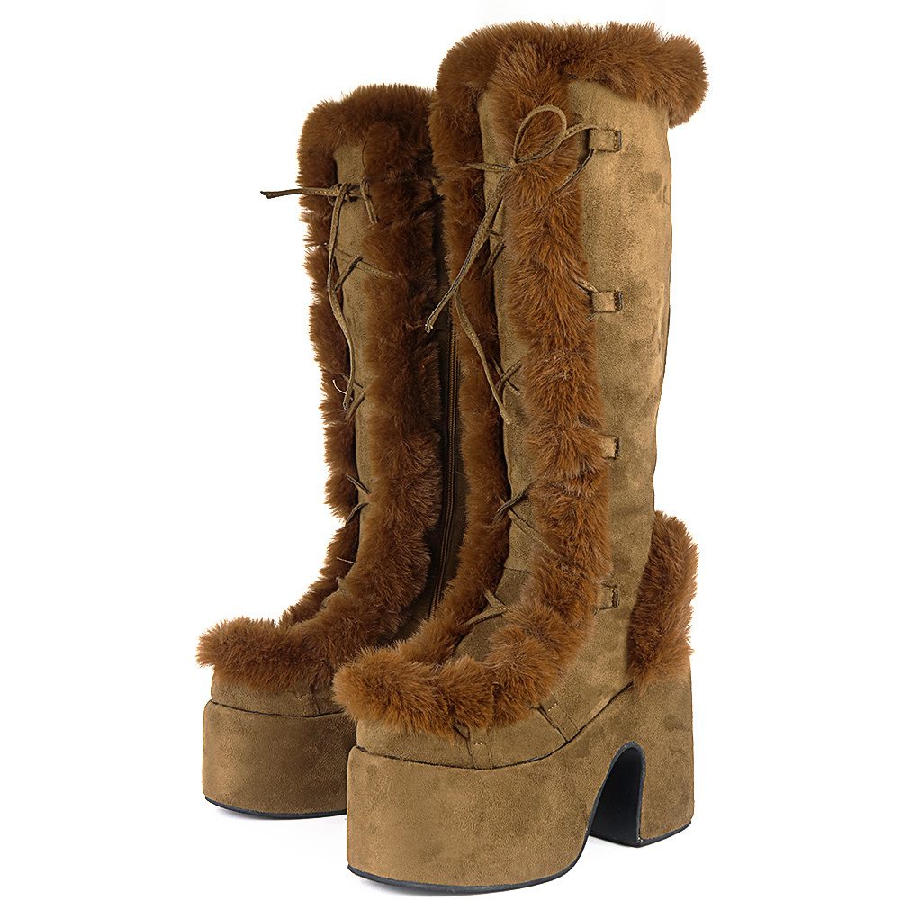 Platform High Heel Women's Mid Tube Boots - Image 4