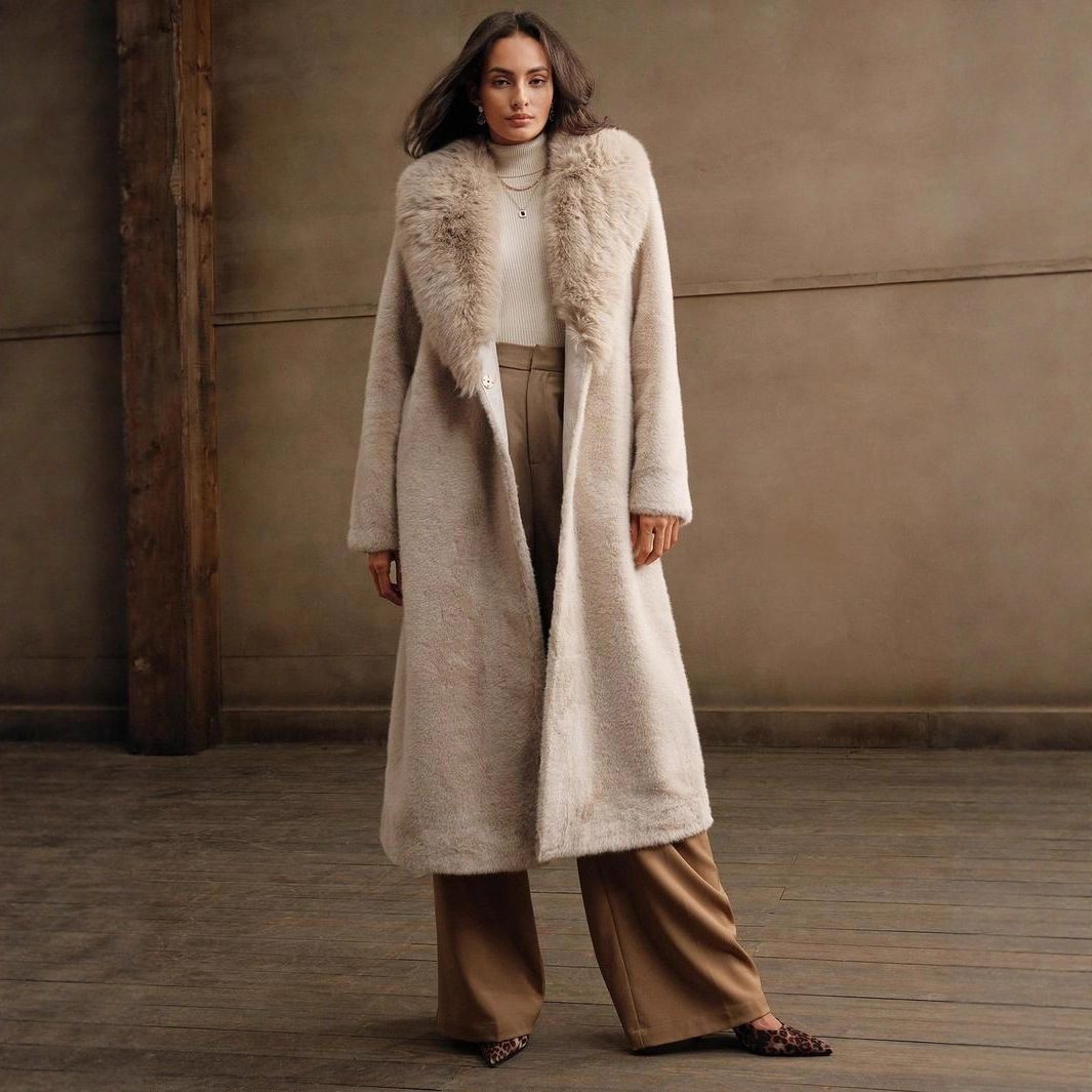 Elegant Trendy Autumn And Winter Casual Faux Fur Coat