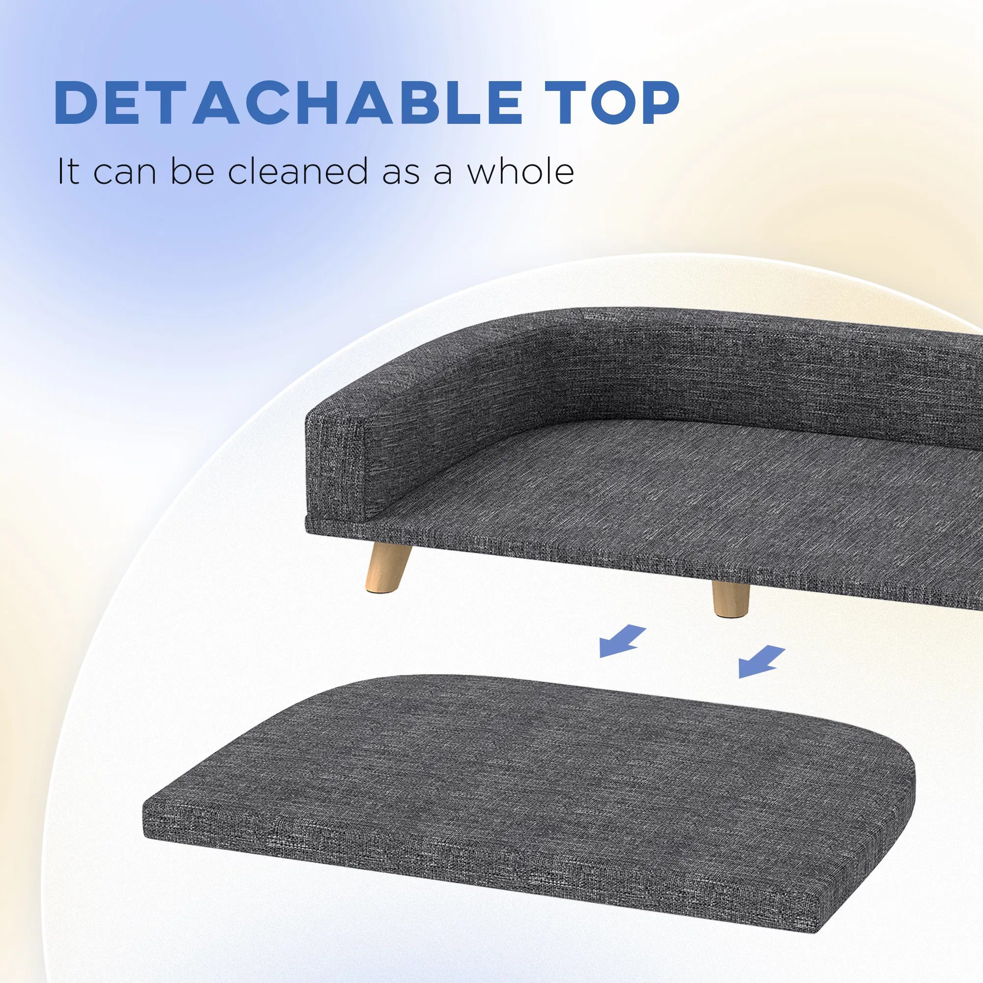 Dog Sofa for Large Dogs with Washable Cover, Anti-slip Foot Pads, Dark Grey - Image 4