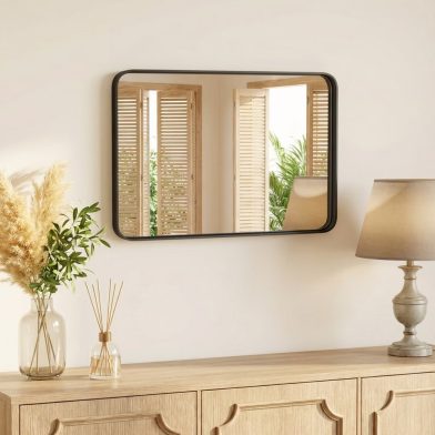 Anti-Fog Bathroom Wall Mirror -30in X 40in Shatterproof Mirror With Rectangular Metal Frame, Black Shipment From Walmart