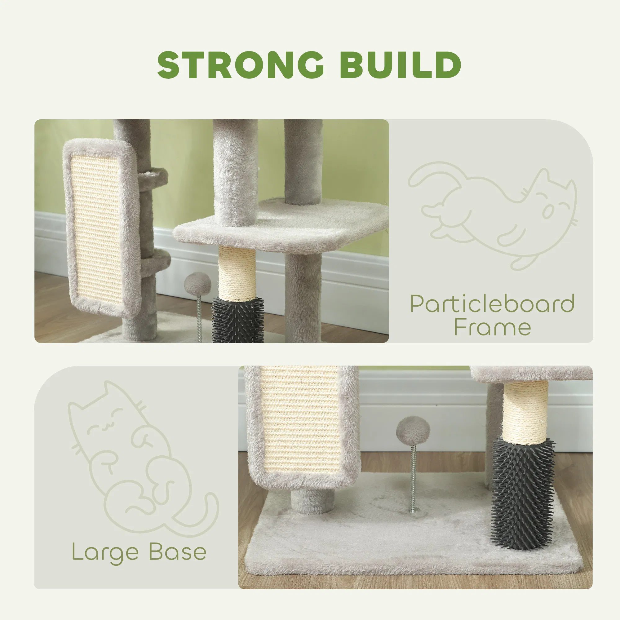 41 Inch Cat Tree with Scratching Posts, Cat Bed, Condo, Grooming Brush, Jumping Platforms, Toy Balls, Anti-tip Kit - Image 5