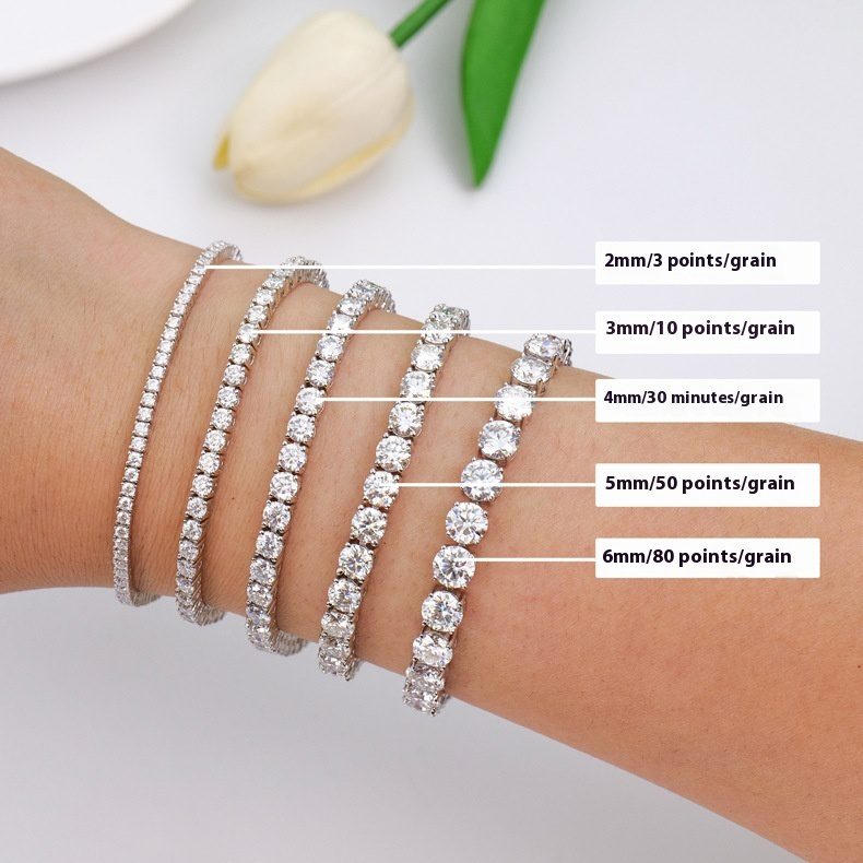 2-6mm Full Set Moissanite Girl S925 Silver Ao Advanced Design Bracelet - Image 3