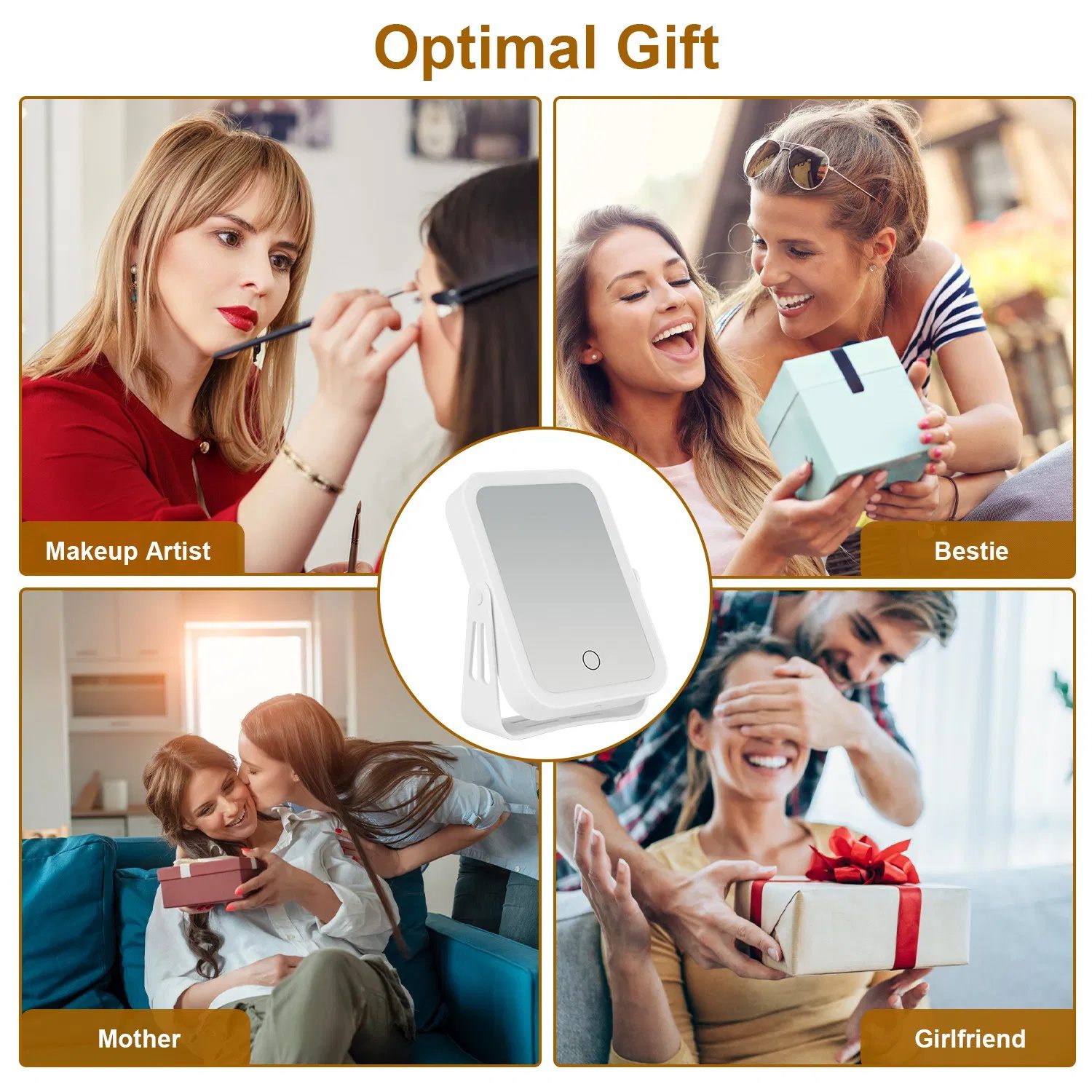 Double-Sided LED Makeup Mirror, 1X/10X Magnification with 3 Light Colors, USB Rechargeable Travel Vanity Mirror - الصورة 4