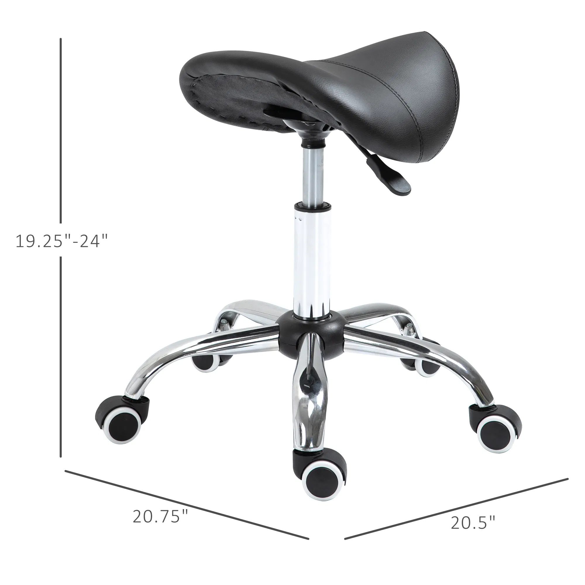 Adjustable Elegance: Hydraulic Salon Stool, Rolling Swivel Saddle Chair, PU Leather Beauty Seat for Spa, Black Finish - Image 2