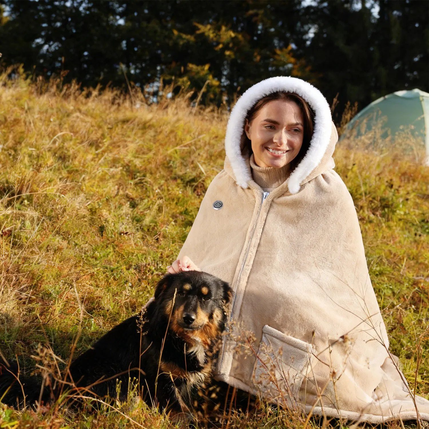 Wearable Heated Blanket - 8 Heating Zones, 3 Temperature Levels, Soft Double-Layer Flannel (59x31in), USB Power Bank Compatible, Machine Washable for Indoor Outdoor Camping Picnic - Image 3