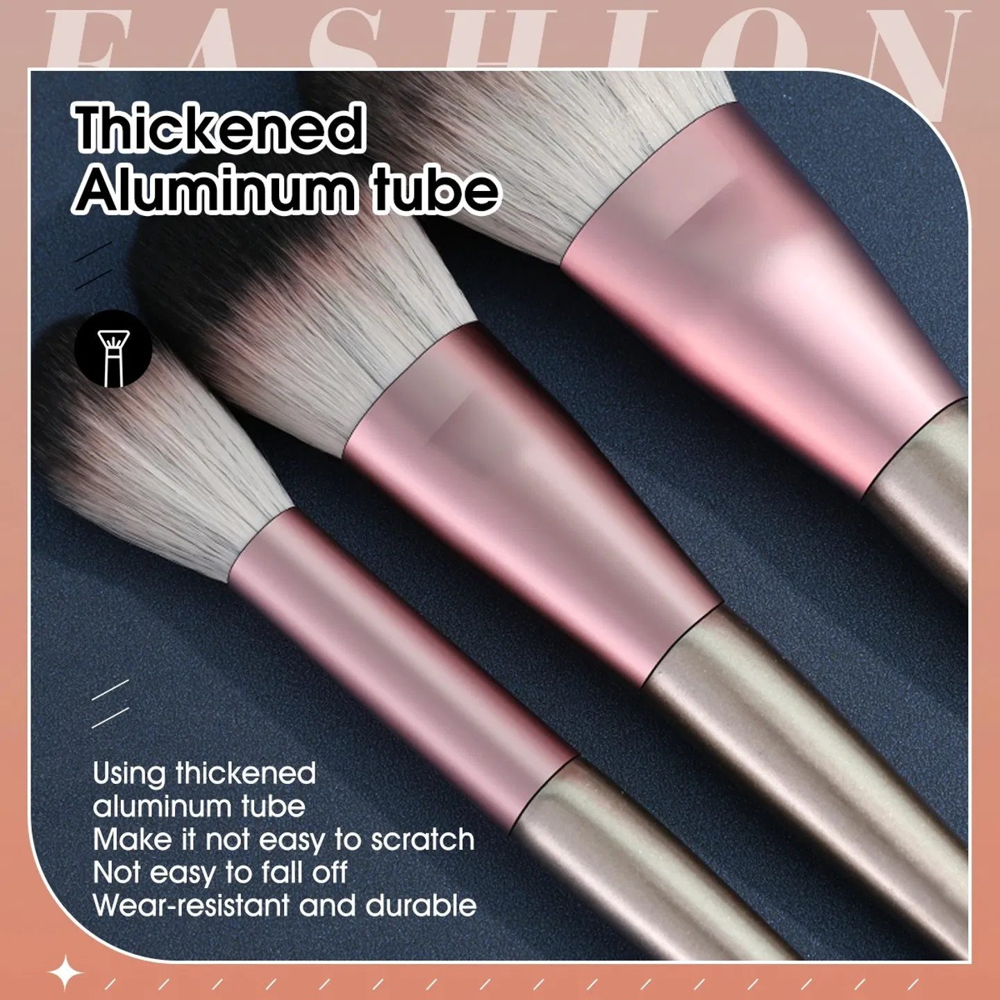 9-piece small pudding makeup brush set, all-in-one face and eye function brush, soft bristles that evenly apply makeup, paired with a printed roll-up case - Image 5