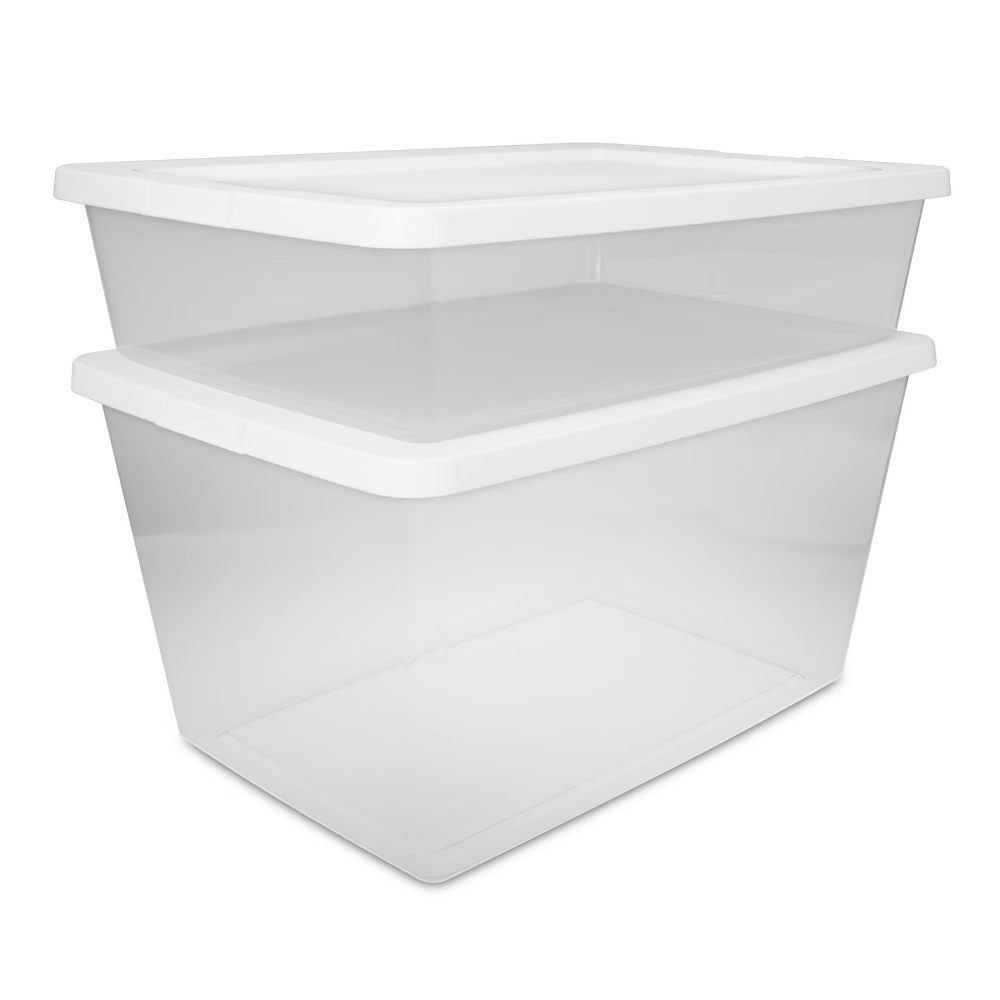 58 Quart Storage Box, Clear Plastic Storage Bin With Snap-on Lid, White, 8 Pack Shipment From Walmart - Image 2