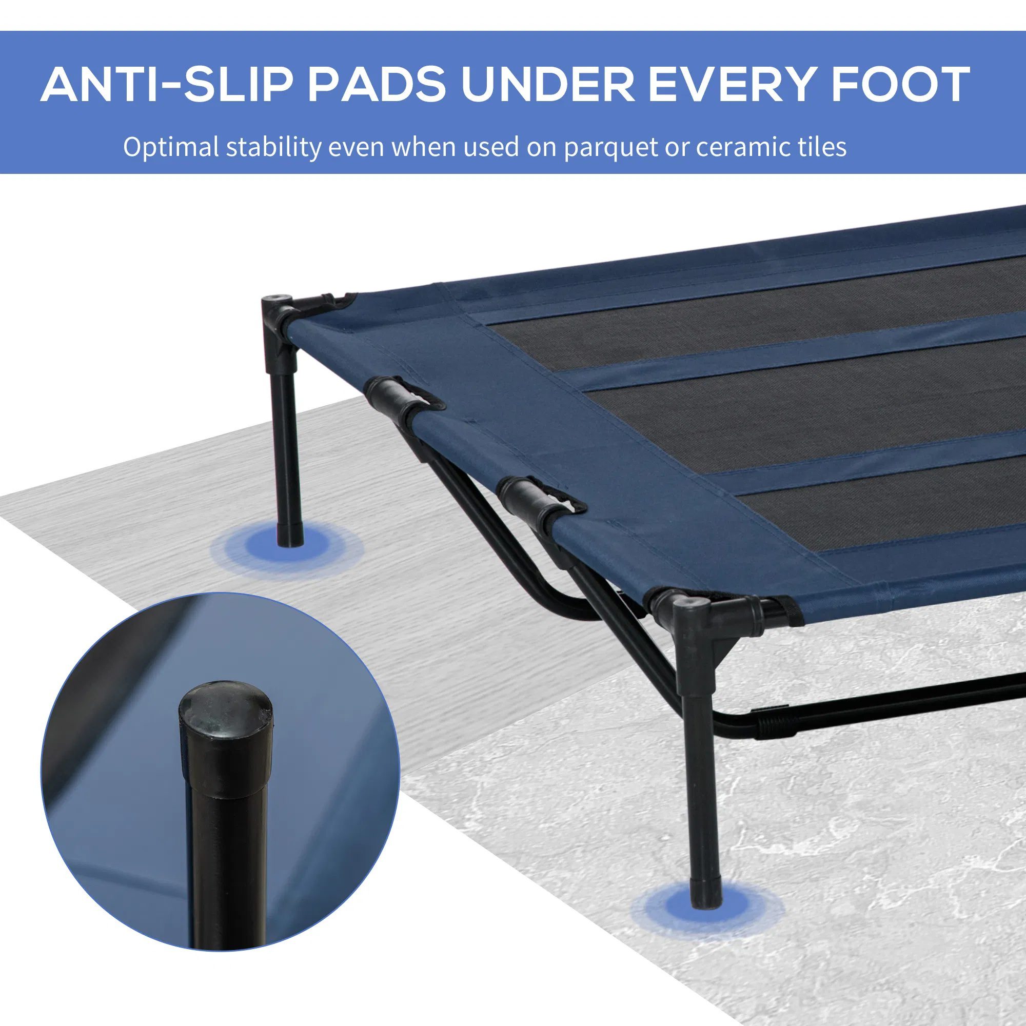 48" X 36" X 9" Elevated Pet Bed with Carrying Bag, Dark Blue - Image 5