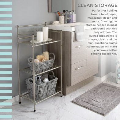 3 Shelves Tiered Bathroom Storage Rack In Satin Nickel