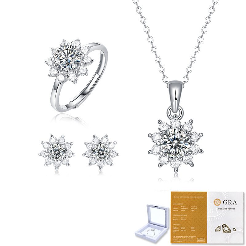 925 Silver Ring Holder Jewelry Ornament First Snow Series Goddess Necklace Suit - Image 3