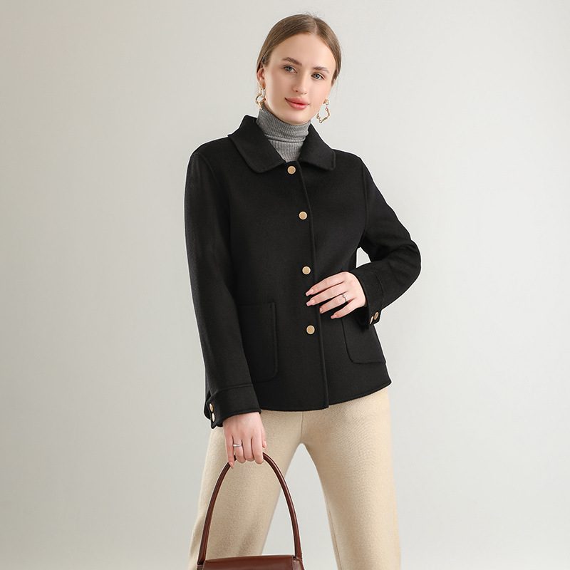 Autumn And Winter New Polo Collar Solid Color Coat For Women - Image 8