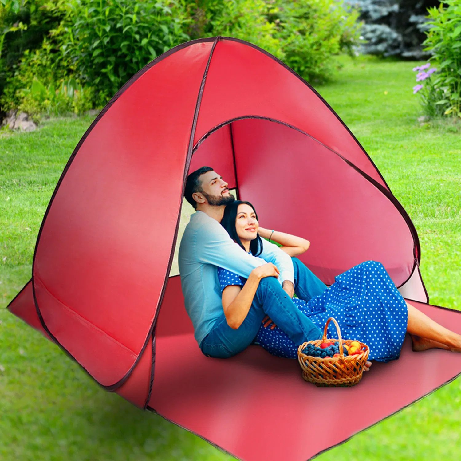 Pop Up Beach Tent Sun Shade Shelter Anti-UV Automatic Waterproof Tent Canopy for 2/3 Man w/ Net Window Storage Bag for Outdoor Beach Camping Fishing Park Lake - Image 8